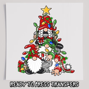 Gnome Christmas Tree T-Shirt Transfer, Ready To Press Transfer, Screen Print Transfer, Christmas DTF, Christmas Transfer, DTF
