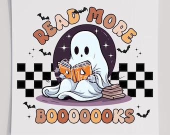 Read More Books Ghost DTF T-Shirt Transfer, Ready To Press Transfer, Screen Print Transfer, Halloween Transfer, DTF, Halloween