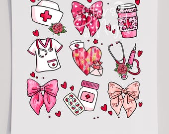 Valentines Nurse Items T-Shirt Transfer, Ready To Press Transfer, Screen Print Transfer, Valentines DTF, Valentines Transfers