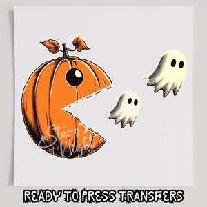 Pumpkin Eating Ghosts DTF T-Shirt Transfer, Ready To Press Transfer, Screen Print Transfer, Halloween Transfer, DTF, Halloween, DTF