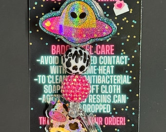 UFO Badge Reel, Alien Badge Reel, Spaceship Badge Reel, Nurse Badge Reel, Glitter Badge Reel, Cute Badge Reel, Badge Reel, ID, Nurse