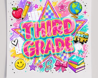 3rd Grade DTF T-Shirt Transfer, Ready To Press, School Apparel Decoration
