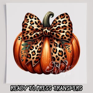 Pumpkin Season Leopard Print Bow DTF T-Shirt Transfer, Ready To Press Transfer, Screen Print Transfer, Fall Transfer, DTF, Thanksgiving