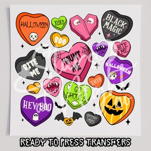 Halloween Candy Hearts DTF T-Shirt Transfer, Ready To Press Transfer, Screen Print Transfer, Halloween Transfer, DTF, Ghost DTF