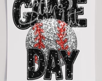 Faux paillettes pour match de baseball, transfert DTF prêt à presser
