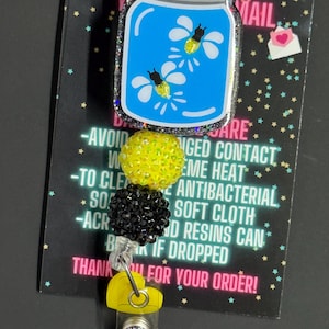 Firefly Badge Reel, Summer Lightning Bug, Beaded Nurse Badge