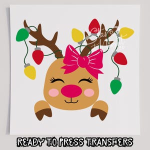 Christmas Girl Reindeer T-Shirt Transfer, Ready To Press Transfer, Screen Print Transfer, Christmas DTF, Christmas Transfer, DTF, Christmas