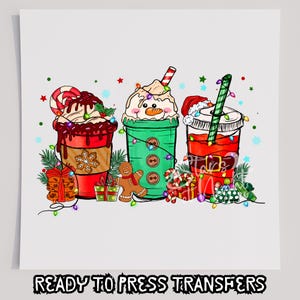 Weihnachtskaffeetassen T-Shirt Transfer, bereit zum Pressen Transfer, Siebdruck Transfer, Weihnachten DTF, Weihnachtstransfer, DTF, Weihnachten