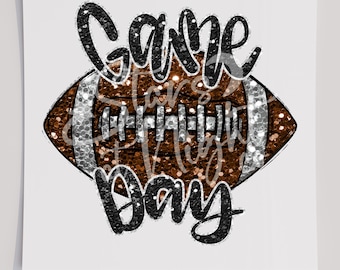 Faux Sequin Game Day Football DTF T-Shirt Transfer, Ready To Press