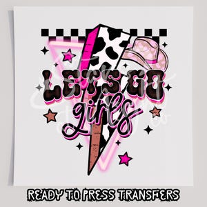 Lets Go Girls Bridesmaid Cow Print Lightning Bolt T-Shirt Transfer, Ready To Press Transfer, Screen Print Transfer, Bridal DTF, DTF