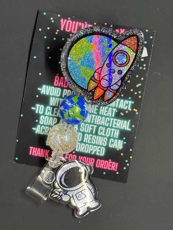 Astronaut Badge Reel, Space Badge Reel, Rocket Badge Reel, Nurse Badge Reel, Glitter Badge Reel, Cute Badge Reel, Badge Reel, Nurse