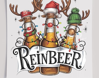 Reinbeer Christmas DTF T-shirt transfer, klaar om te persen