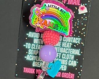 A Little Bit Dramatic Badge Reel, Drama Badge Reel, Badge Reel, Nurse Badge Reel, Glitter Badge Reel, Cute Badge Reel, Badge Reel, ID, Nurse