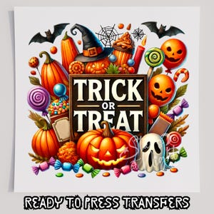 Trick Or Treat Candy DTF T-Shirt Transfer, Ready To Press Transfer, Screen Print Transfer, Halloween Transfer, DTF