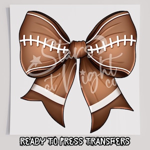 Football Bow T-Shirt Transfer, Ready To Press Transfer, Screen Print Transfer, DTF, Direct To Film, Sports DTF