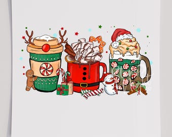 Peppermint Coffees kerst DTF T-shirt transfer, klaar om te persen