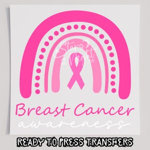 Breast Cancer Rainbow T-Shirt Transfer, Ready To Press Transfer, Screen Print Transfer, DTF, Direct To Film, Breast Cancer