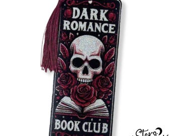 Gothic Skull Bookmark, Dark Romance Reader Gift, Glitter Bookish Accessory