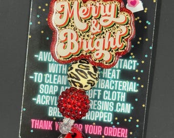 Fijne kerst, kralen badgehouder, verpleegster badge