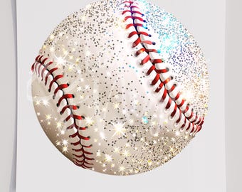 Ballon de baseball à paillettes imitation, prêt à presser, transfert DTF