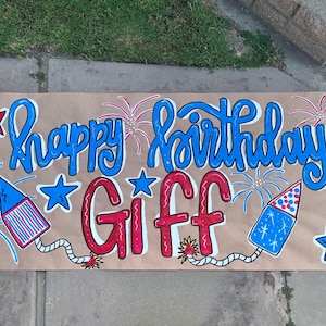 Hand Painted Birthday Banner: Custom Kraft Paper Party Decor