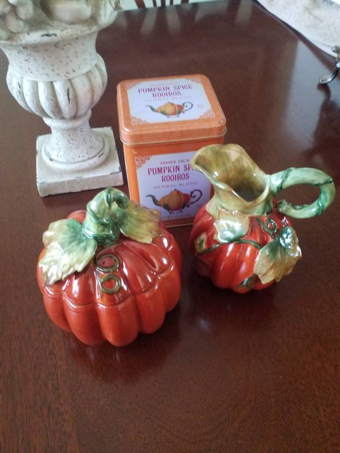 Hand Painted Porcelain Pumpkin Sugar and Creamer Etsy