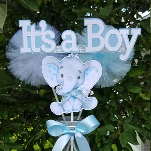 ES UN NIÑO Centros de mesa de elefante, Centros de mesa de baby shower, Decoraciones temáticas de elefante, Decoraciones de baby shower de elefante. es un niño BEBÉ imagen 1