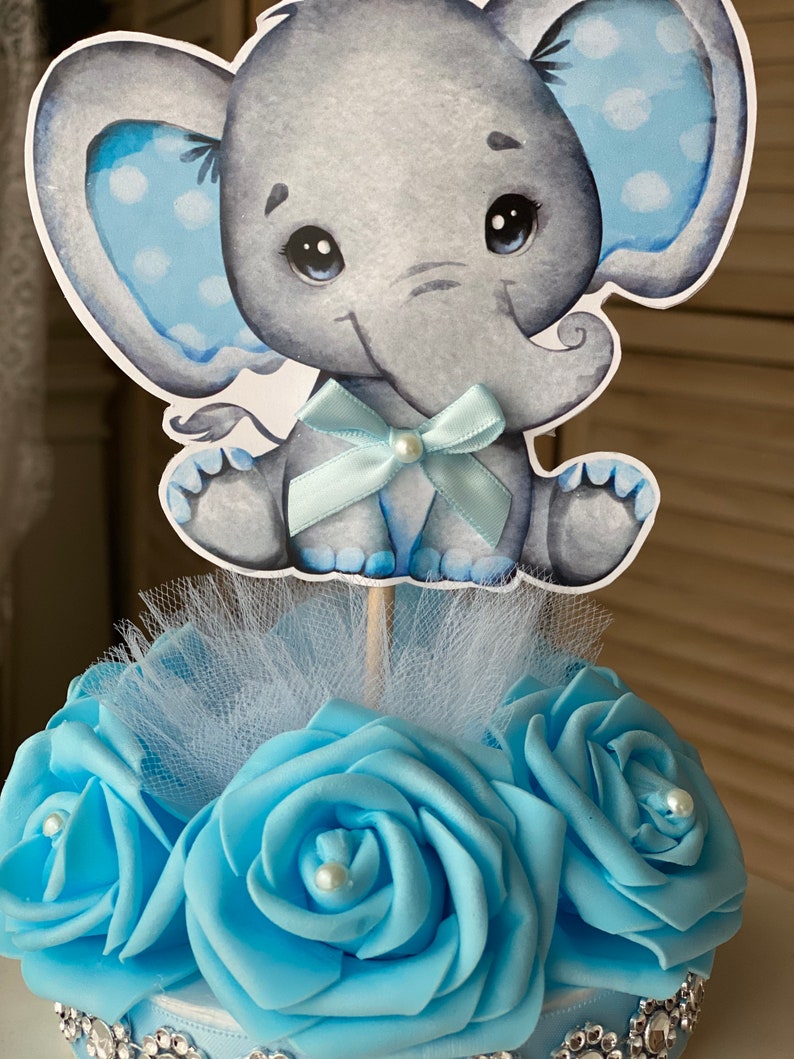 Elephant Baby Shower Cake Topper Centerpiece Boy Elephant Etsy