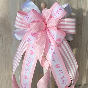 Pink Baby Shower Bow: Girl Wreath Decor, Gift Basket Bow