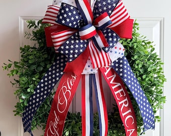 Patriotic 4th of July Bow: Handmade American Pride Wreath Decor