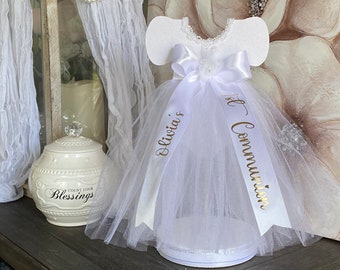 First communion Centerpiece, Holy Communion Centerpiece, Baptism centerpieces, Baby Girl Baptism, Blessed girl Centerpiece, religious decor