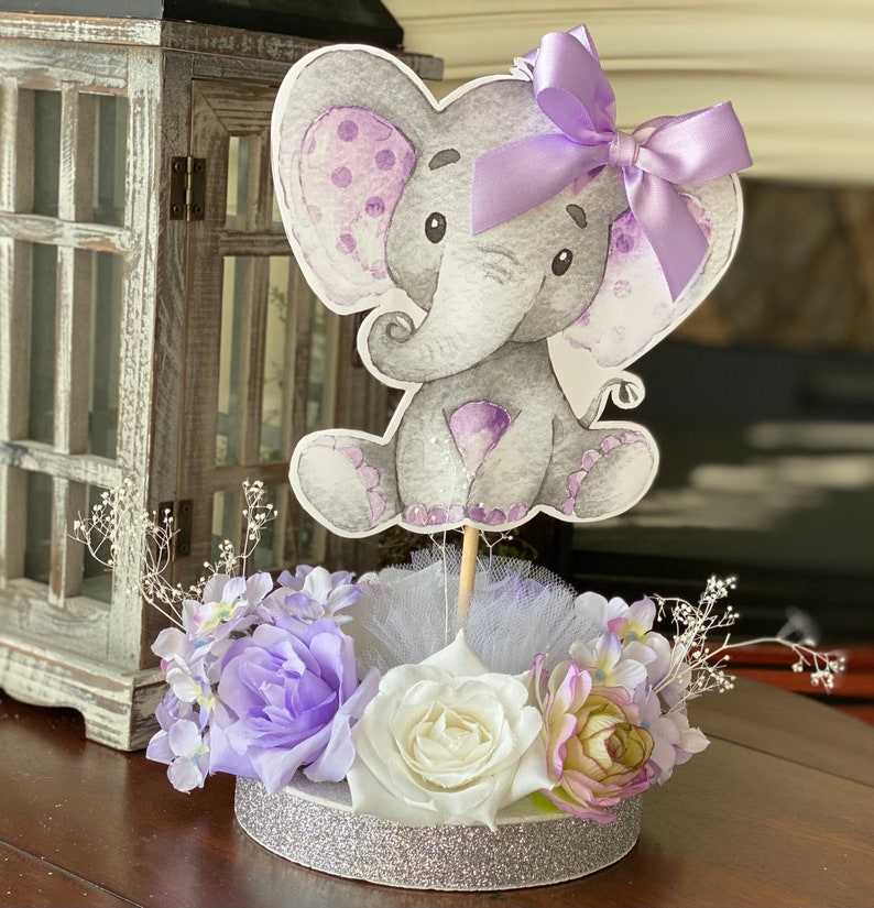 Lavender Elephant Baby Shower Cake Topper Purple Elephant Etsy