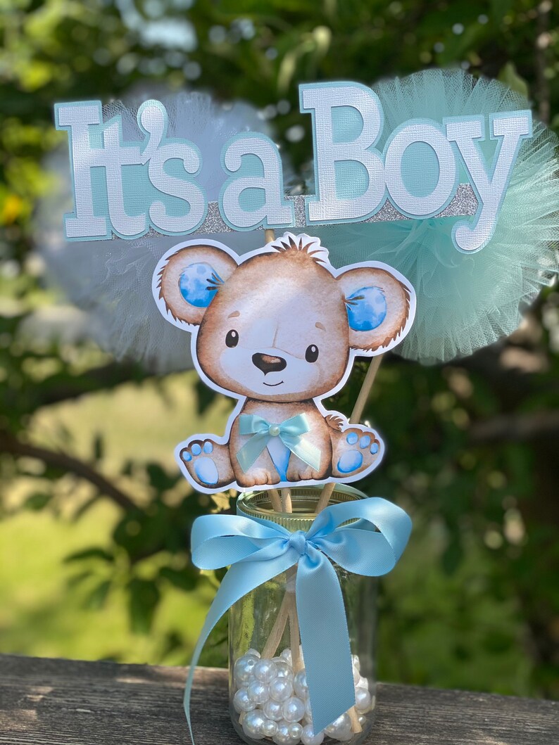 Teddy Bear Baby Shower Boy Teddy Bear Centerpiece Teddy Bear Etsy