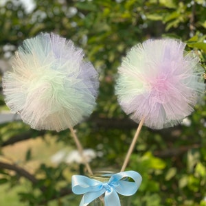 TULLE POM POM Multicolored, Tulle Pom Pom, Party decorations pom poms, nursery decor, Pom-Pom Wands and Centerpiece, Tulle Pompom decor