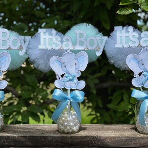 IT'S A BOY Elephant Centerpieces, Baby Shower Centerpieces, Elephant Theme Decorations, Elephant baby shower decorations. it's a Boy BABY image 5