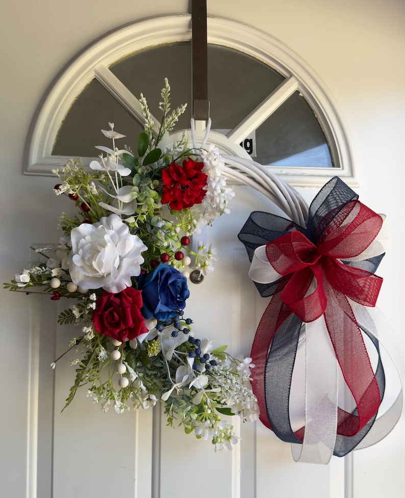 Patriotic 4th of July Bow: Handmade American Pride Wreath Decor Wreath4thJuly