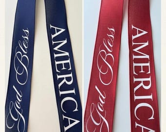 God Bless America Ribbon Streamer - Patriotic Wreath Attachment - 4 th of July Decor