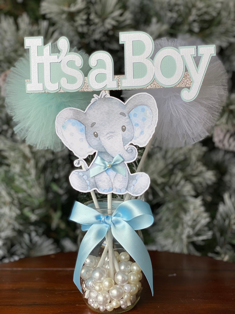 IT'S A BOY Elephant Centerpieces, Baby Shower Centerpieces, Elephant Theme Decorations, Elephant baby shower decorations. it's a Boy BABY image 7