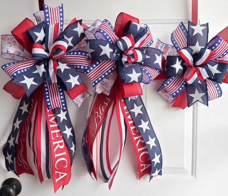 Patriotic 4th of July Bow: Handmade American Pride Wreath Decor bild 17