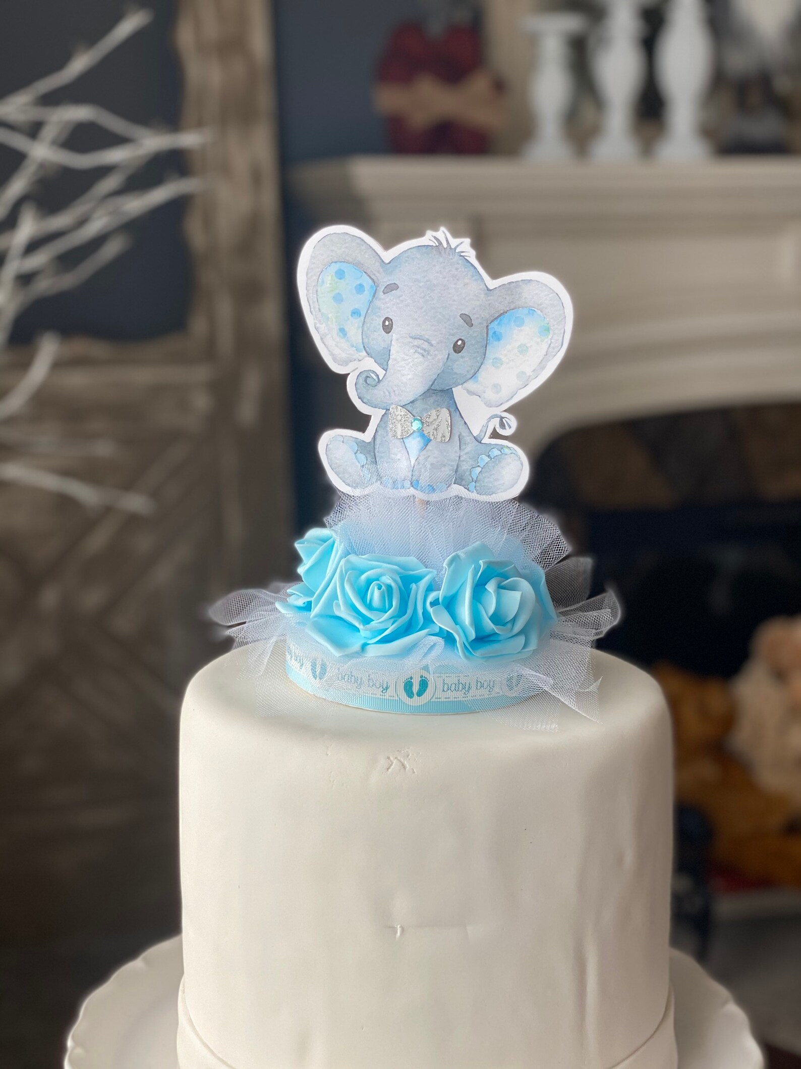 Baby Elephant Cake Topper Boy Baby Shower Cake Topper Etsy UK