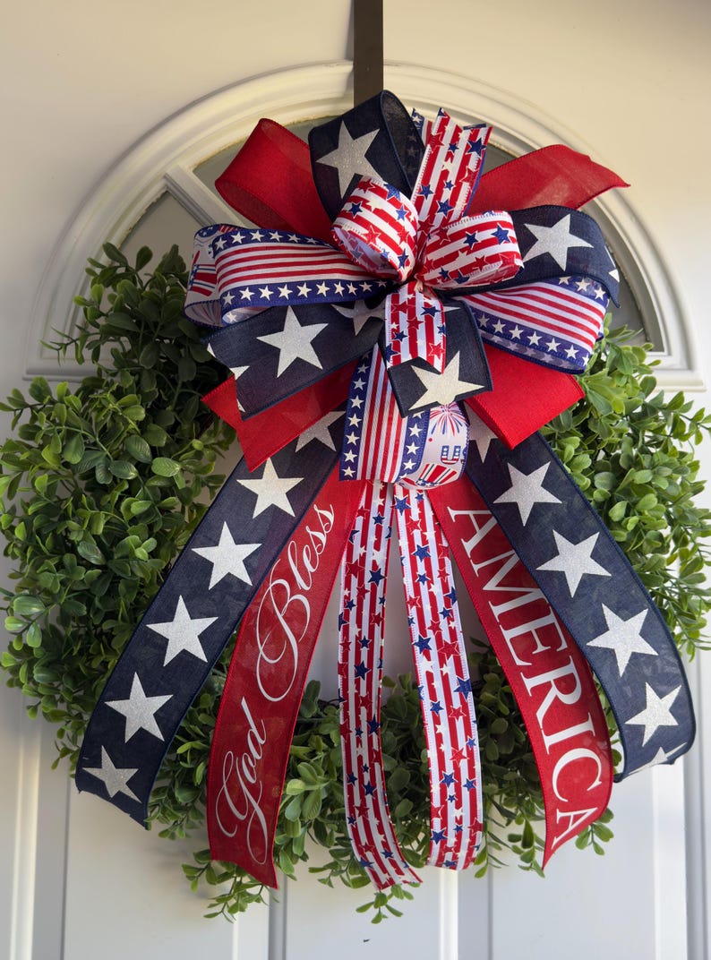 Patriotic 4th of July Bow: Handmade American Pride Wreath Decor bild 11