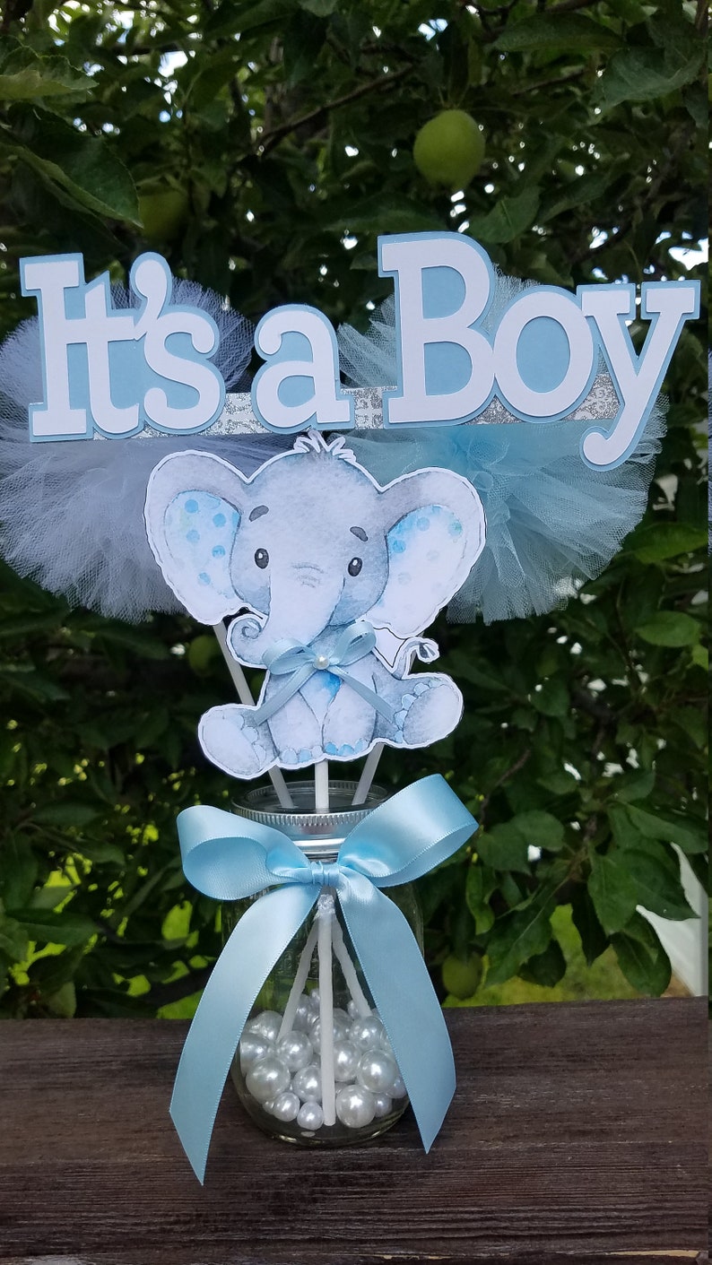 IT'S A BOY Elephant Centerpieces, Baby Shower Centerpieces, Elephant Theme Decorations, Elephant baby shower decorations. it's a Boy BABY image 2