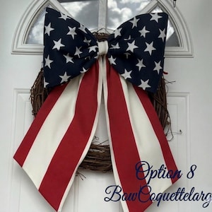 Patriotic 4th of July Bow: Handmade American Pride Wreath Decor Bow CoquetteLarge