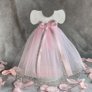 Silver Girl Baby Shower Centerpiece, Tutu Dress Centerpiece, Tutu Baby Shower, Pink & Silver Tutu, Girl Centerpiece, Tutu silver center,