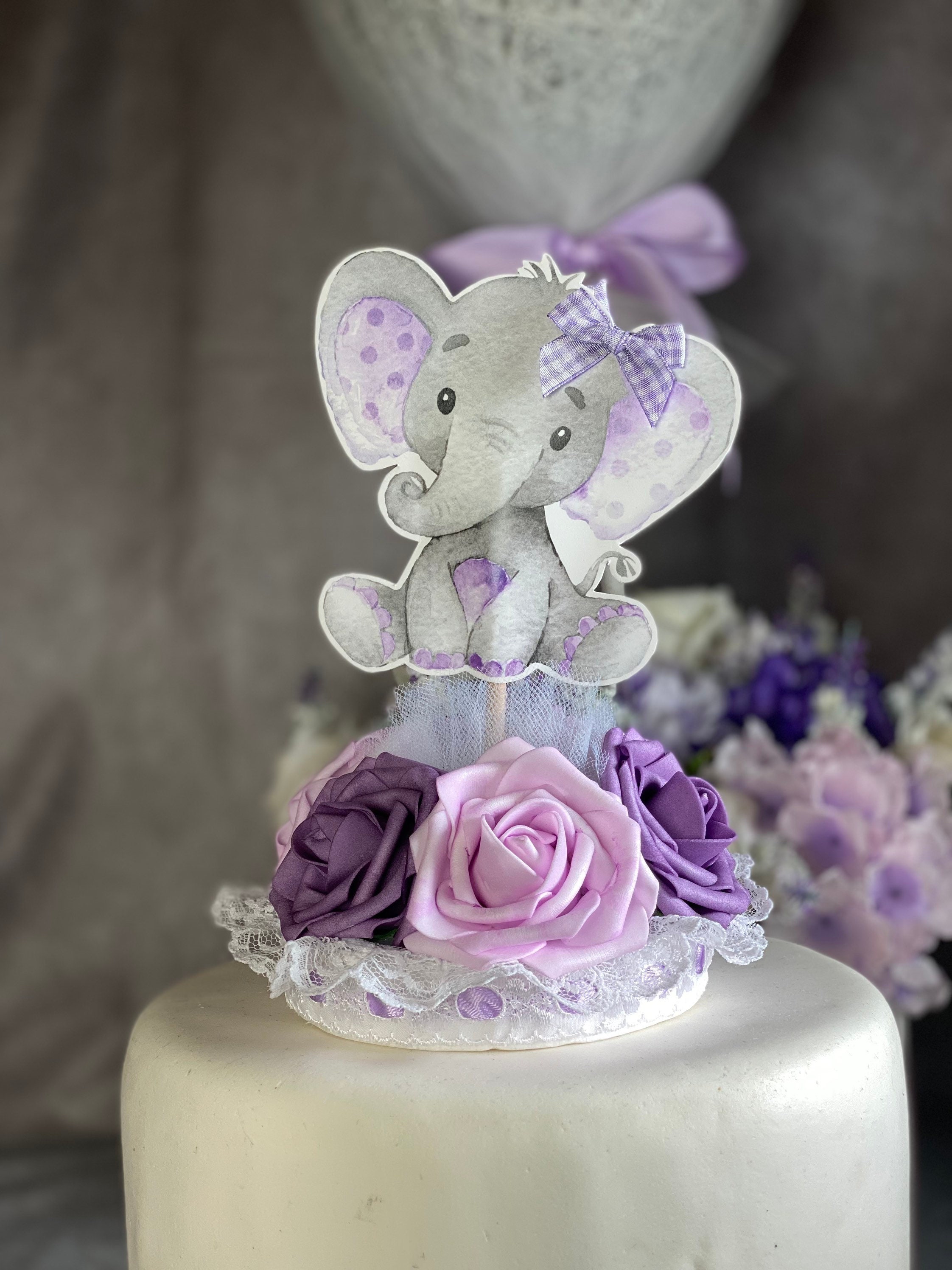 Purple elephant hotsell baby shower cake