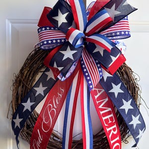Patriotic 4th of July Bow: Handmade American Pride Wreath Decor bild 10