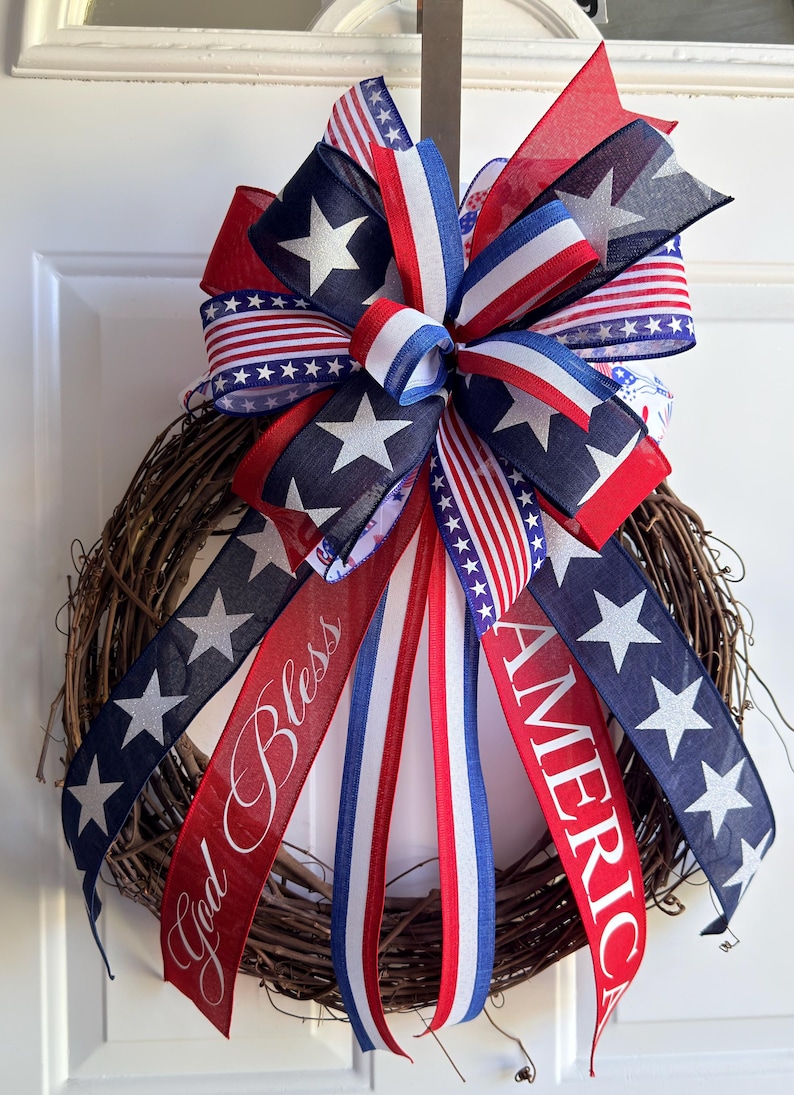 Patriotic 4th of July Bow: Handmade American Pride Wreath Decor bild 10