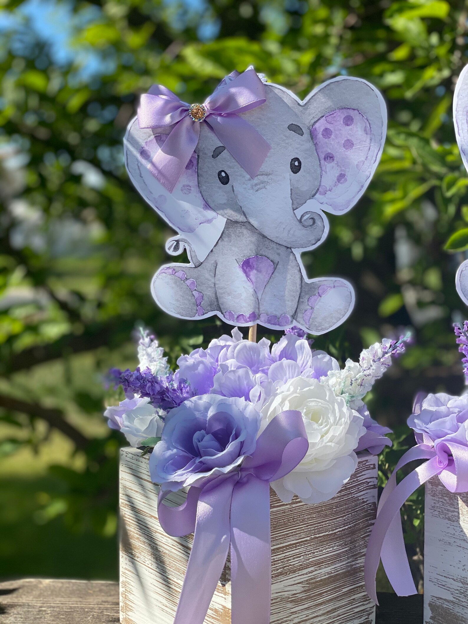 Purple Elephant baby shower purple Centerpiece Elephant Etsy