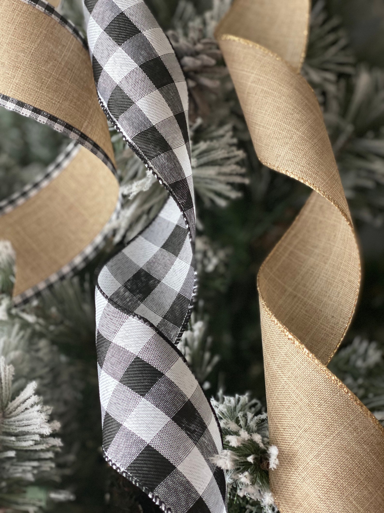 Rustic Christmas Tree Bow Farmhouse Bow Plaid Tree Topper Etsy