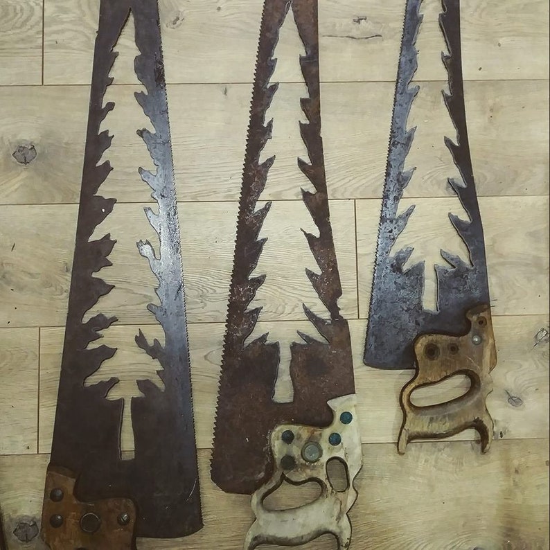 PNW Saw Blade Wall Art with Evergreen Tree Cut Outs Pacific Etsy